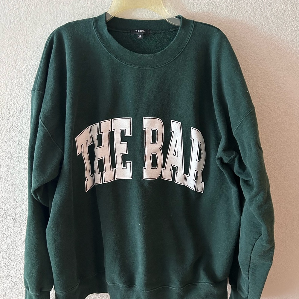 The Bar Forest Green Varsity Crewneck Sweatshirt